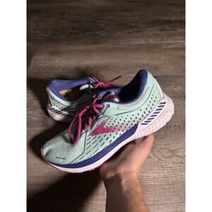 Brooks Adrenaline GTS 21 Shoes Womens Size 11 Mint Green Pink Running Sneakers